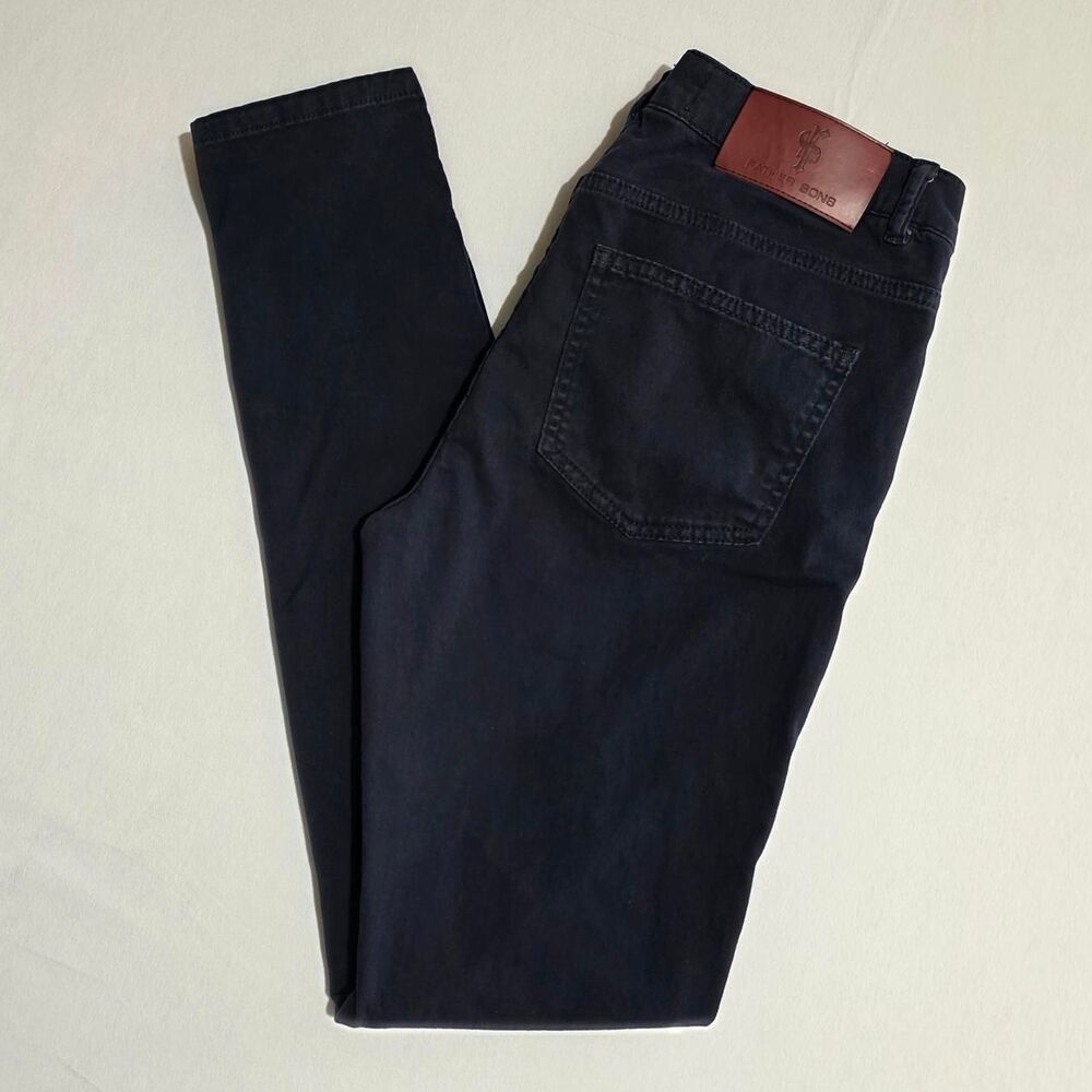 Father Sons Men's Slim Stretch Navy Sateen Trousers FSH138 Size 32x32